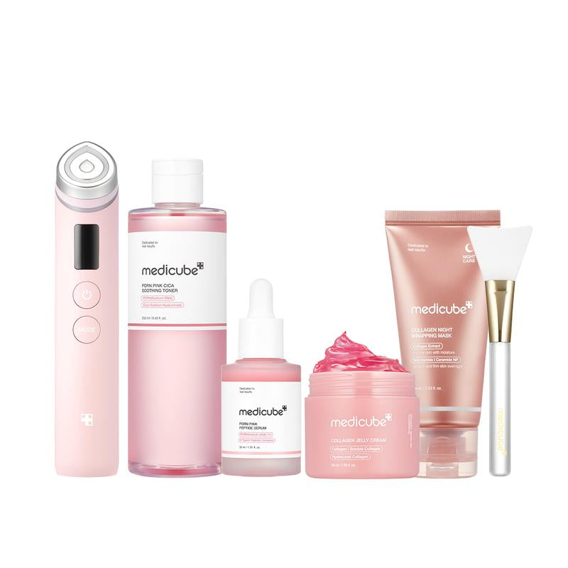 [Medicube Official] Pink Glass Glow Routine SetㅣK-Beauty Viral Glass Glow Device, PDRN Pink Peptide Toner, PDRN Pink Peptide Serum, Collagen Repair - Kiki of DC Styles Store