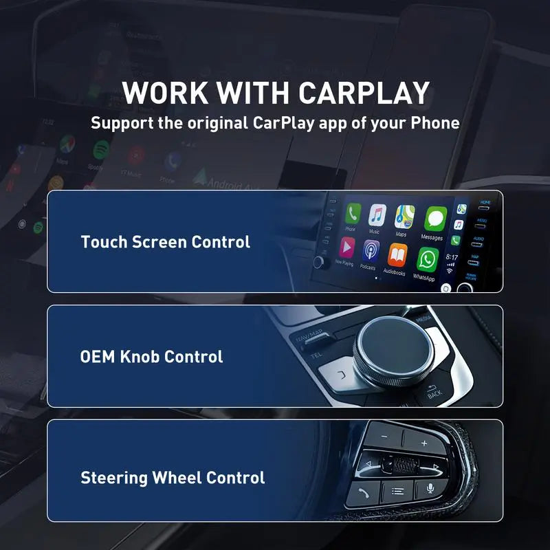 2026 Latest Model 2 in 1 Wireless Carplay Adapter, for Both Apple and Android, Converts Wired to Wireless,Fast Connection, No Latencye