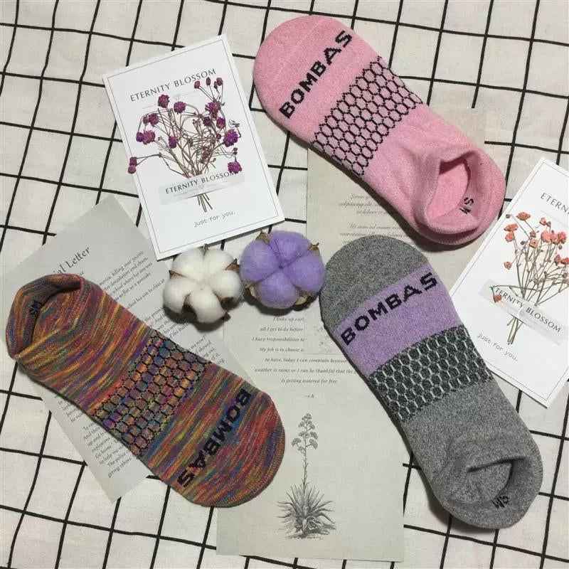 3-5 Pack Bombas Tri-Block Honeycomb Ankle Support Solid Socks for Women, Men / Multi Colors Unisex Running Socks, Seamless Toe, Compression Socks