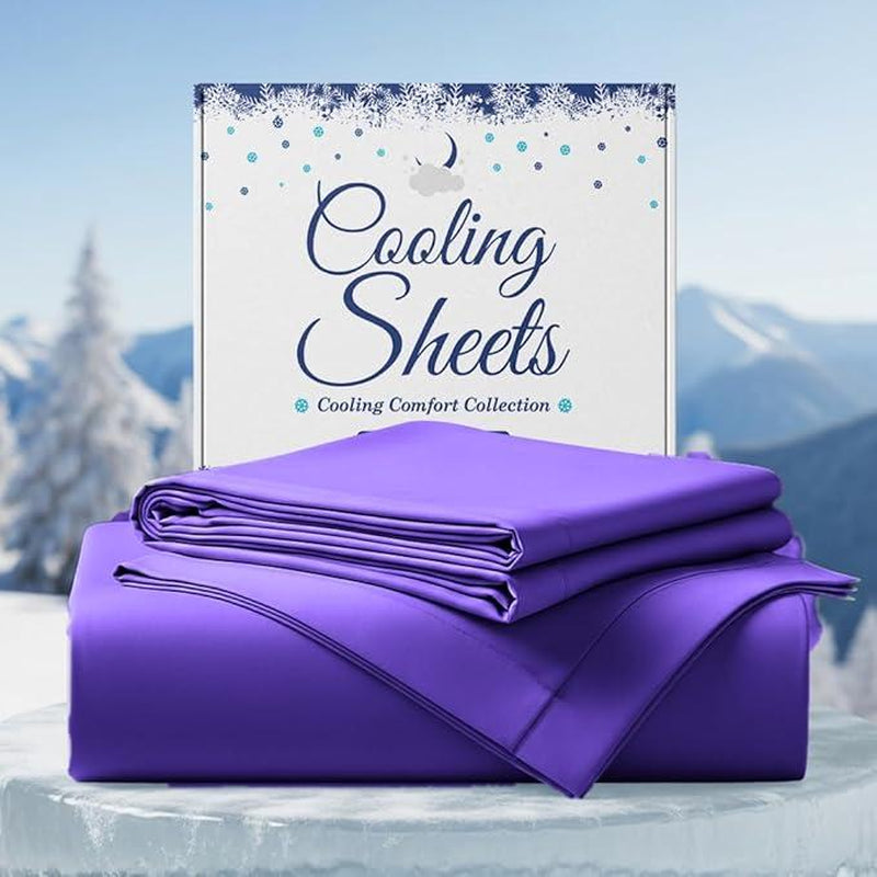 SLEEPHORIA 4 PC Cooling Sheets California King Size Bed Set - Temperature Regulating Bedding for Hot Sleepers - Deep Pocket Cooling Bed Sheets for Night Sweats and Comfort (Beige) - Kiki of DC Styles Store