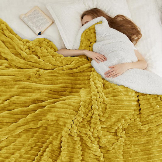 【Deal 'S for You】Bedsure Striped Sherpa Blanket Super Soft Cozy Plush Fleece Flannel Solid Modern Lightweight Comforter - Kiki of DC Styles Store