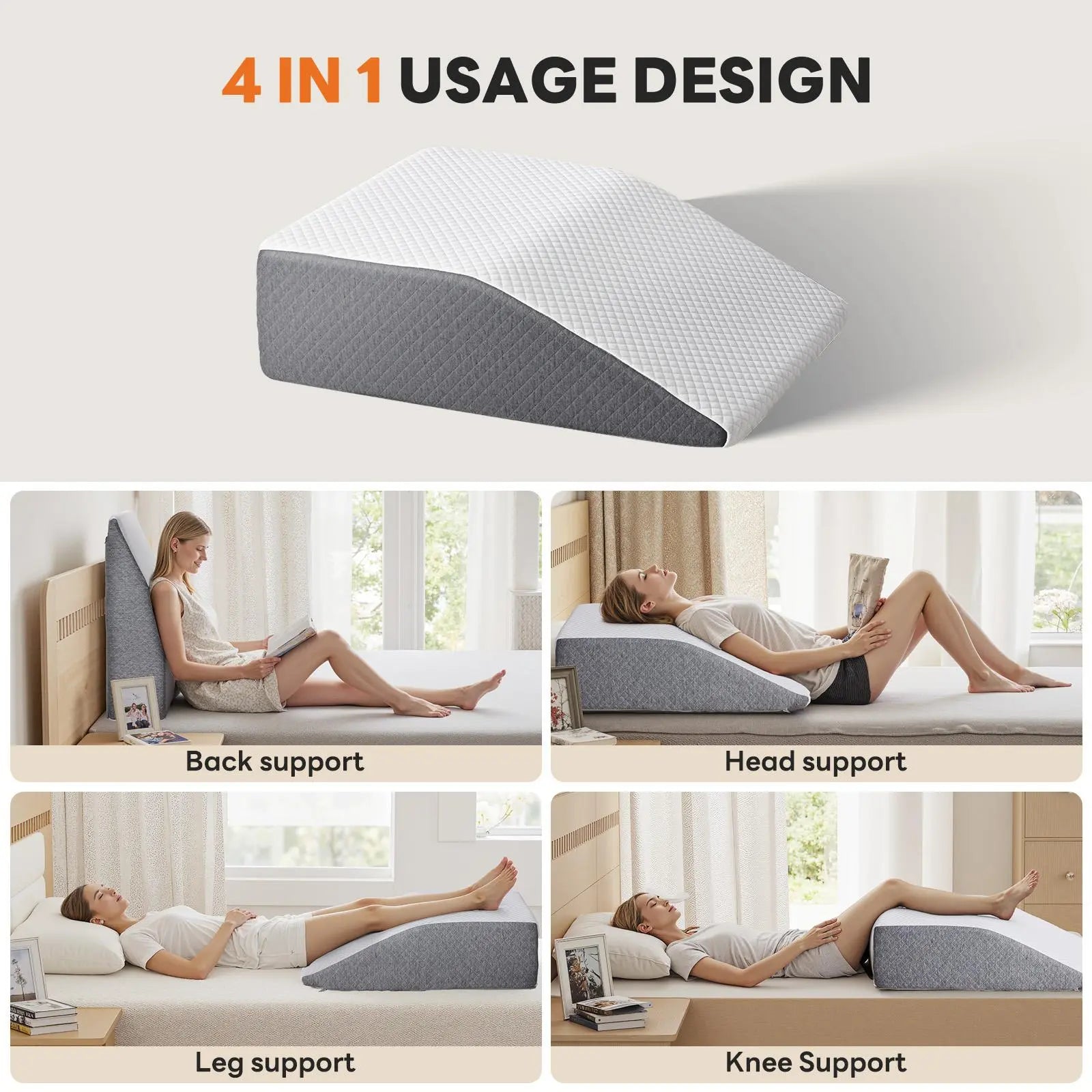 Ultimate Comfort Wedge Pillow for Sleep Apnea, Neck Pain Relief, and Back Support - Perfect for Post-Surgery Recovery and Acid Reflux Relief