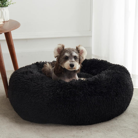 Calming Anti-Anxiety Donut Dog & Cat Bed, Warming Cozy Soft round Cushion, Fluffy Faux Fur Plush Cuddler for Small Medium Dogs and Cats - Kiki of DC Styles Store