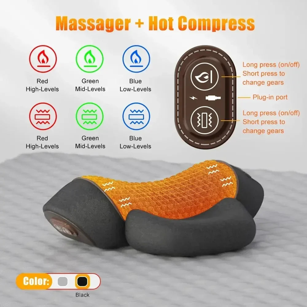 Electric Massager Cervical Pillow Hot Compress Vibration Massage Neck Traction Relax Sleeping Memory Foam Pillow Spine Support - Kiki of DC Styles Store