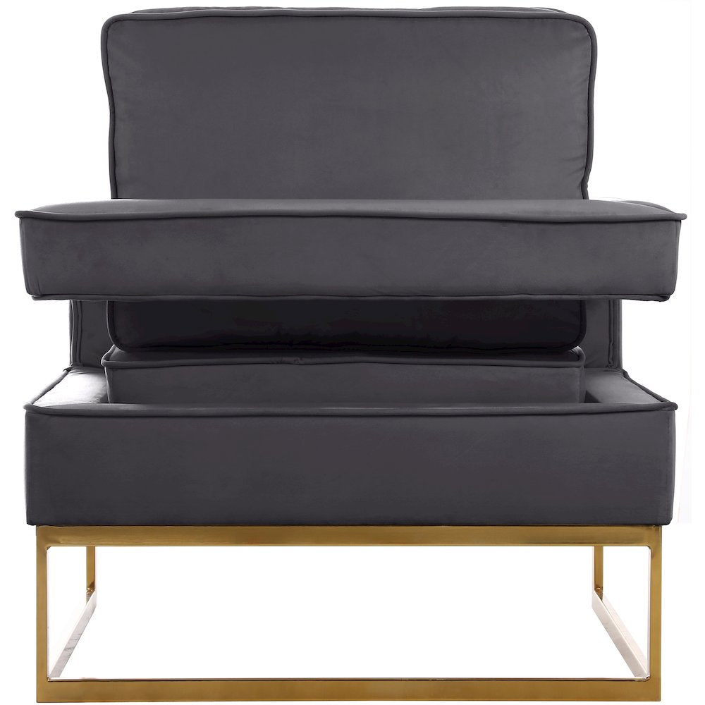 Noah Gray Velvet Accent Chair with Gold Iron Base - Kiki of DC Styles Store