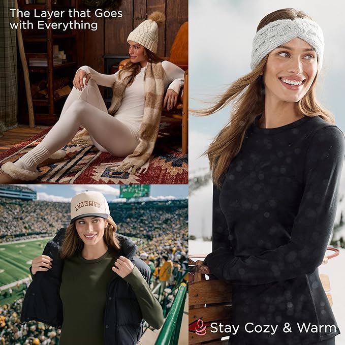 Stay Cozy and Chic with the Cuddl Duds Women's Heavyweight Fleece-Lined Thermal Set - Perfect for Winter Lounging!
