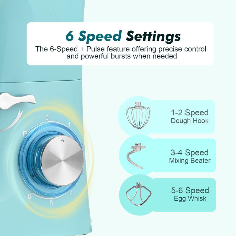 Kitchen in the Box 660W Tilt-Head Stand Mixer | 6.5QT Stainless Steel Bowl, 6-Speed Electric Food Mixer - Kiki of DC Styles Store