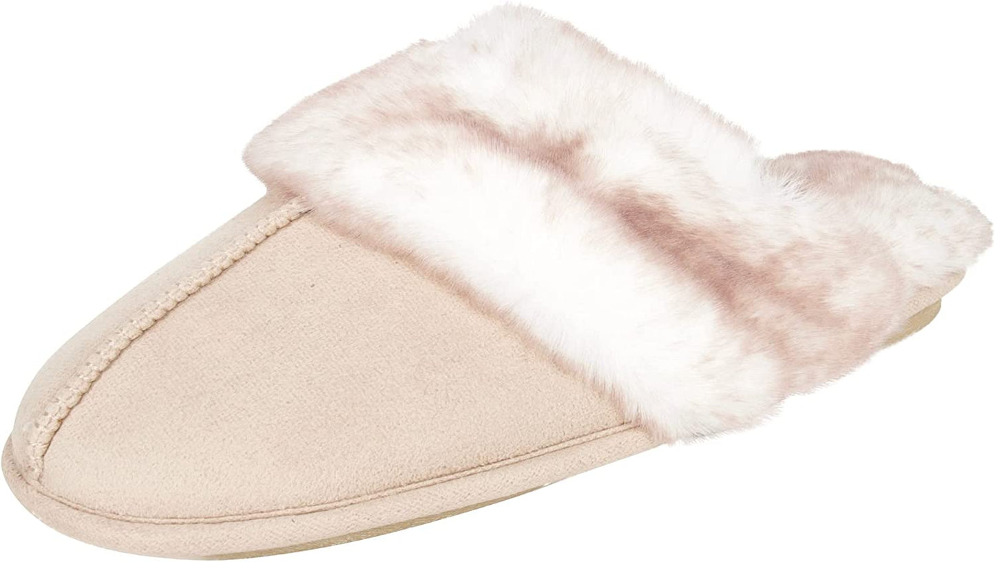 Indulge in Luxury: Jessica Simpson Women's Cozy Pink Faux Fur Memory Foam Slippers with Anti-Skid Soles