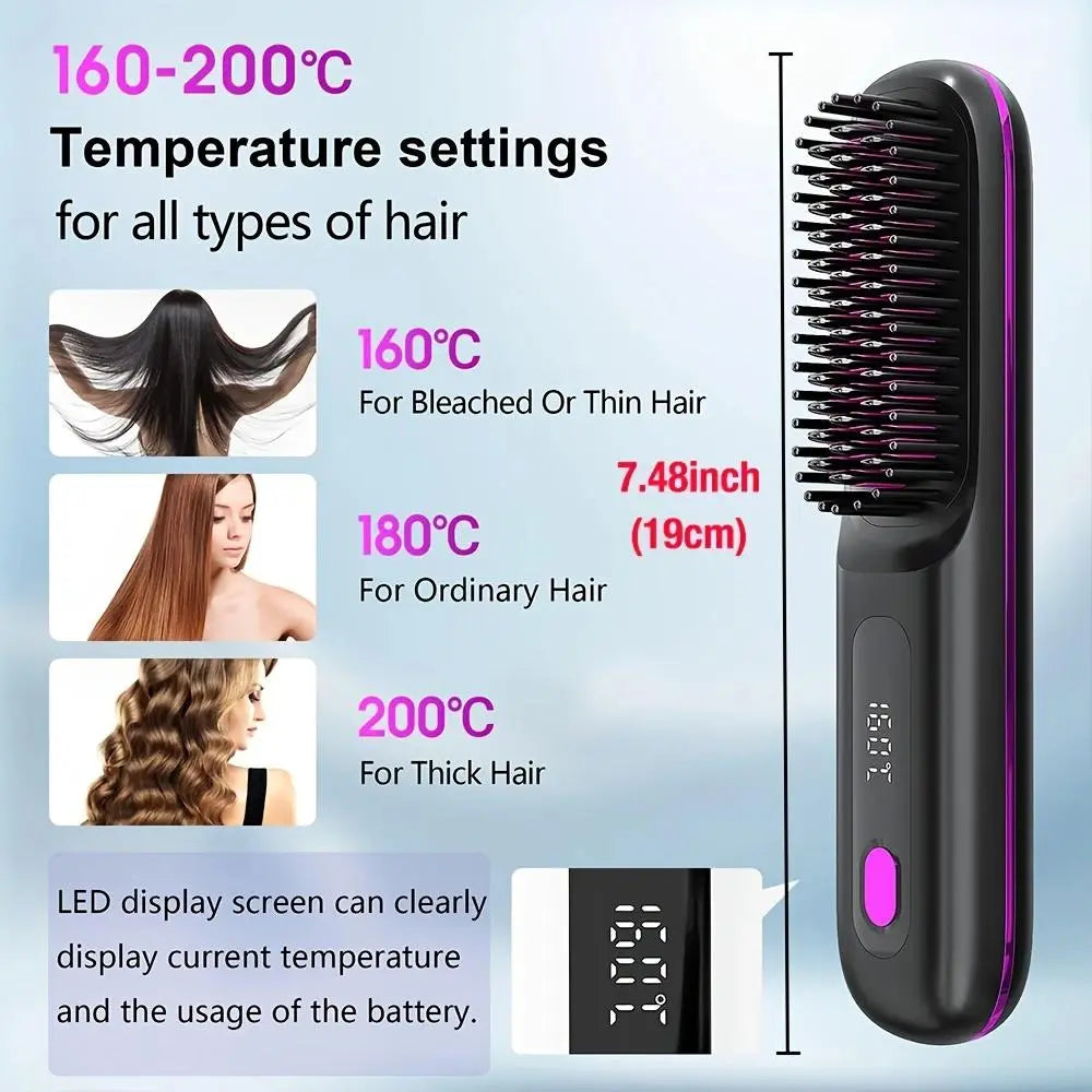 Experience Effortless Styling with the 2026 Upgraded Portable Hair Straightening Comb - USB Rechargeable & Wireless for Ultimate Convenience