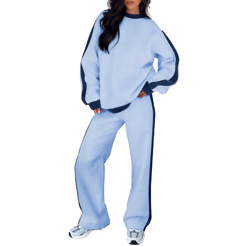 Aleumdr Women'S 2 Piece Outfit Fleece Sweatsuit Casual Lounge Matching Sets Crewneck Loose Fit Cozy Sweatshirt & Straight Leg Sweatpants Womenswear - Kiki of DC Styles Store