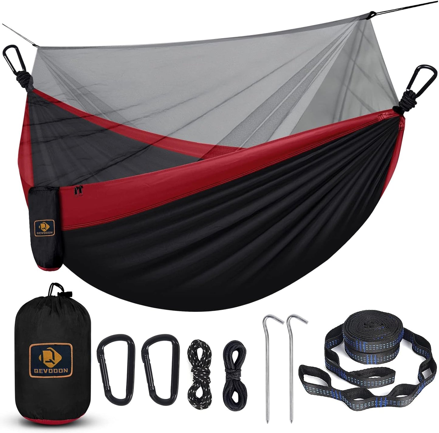 Camping Hammock with Net,Travel Portable Lightweight Hammocks with Tree Straps and Solid D-Shape Carabiners,Parachute Nylon Hammock for Outsides Backpacking Beach Backyard Patio Hiking - Kiki of DC Styles Store