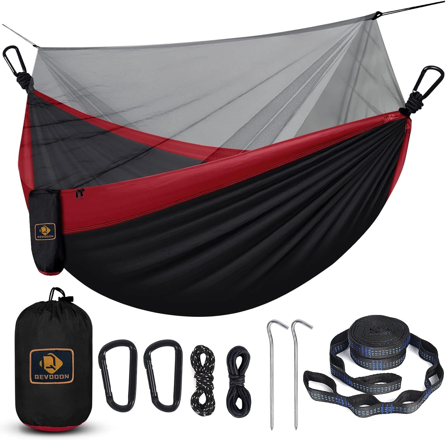 Camping Hammock with Net,Travel Portable Lightweight Hammocks with Tree Straps and Solid D-Shape Carabiners,Parachute Nylon Hammock for Outsides Backpacking Beach Backyard Patio Hiking - Kiki of DC Styles Store