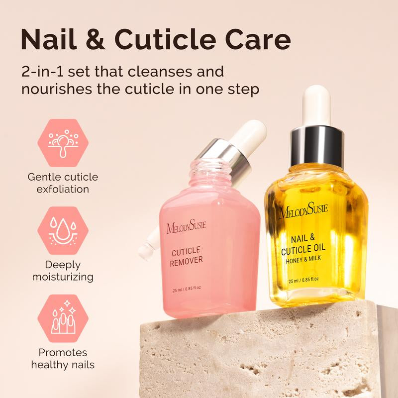 Melodysusie 25ML Cuticle Care Kit - Cuticle Oil and Cuticle Remover, Cuticle Nourishes and Softener, Promotes Nail Growth and Strength for Home and Salon Use 2PCS - Kiki of DC Styles Store