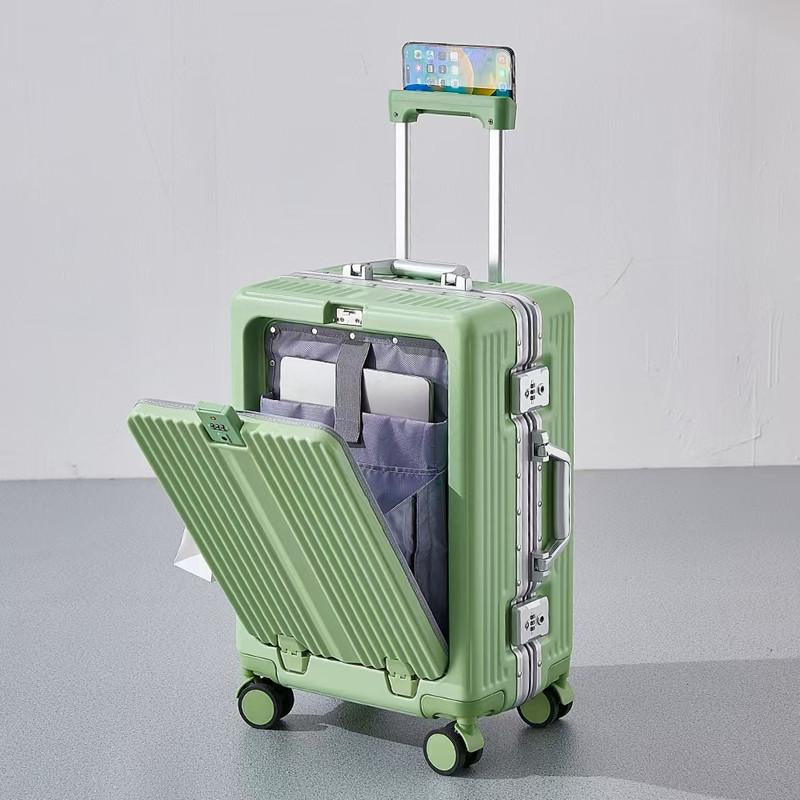 YGL Front Opening Luggage Sets Multifunctional Trolley Case Aluminum Frame Suitcase Set & TSA & Airline Certified Size, Carry-On Suitcase Can Be Used for Vacation, Travel, Business Trip, School and Outdoor Sports Carry-On Suitcase