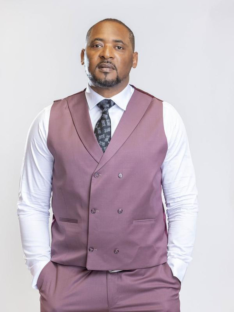 JB 100% WOOL Solid Color Single Button Blazer Double Breasted Vest Pale Maroon Color 3Pc Suit Set - Kiki of DC Styles Store