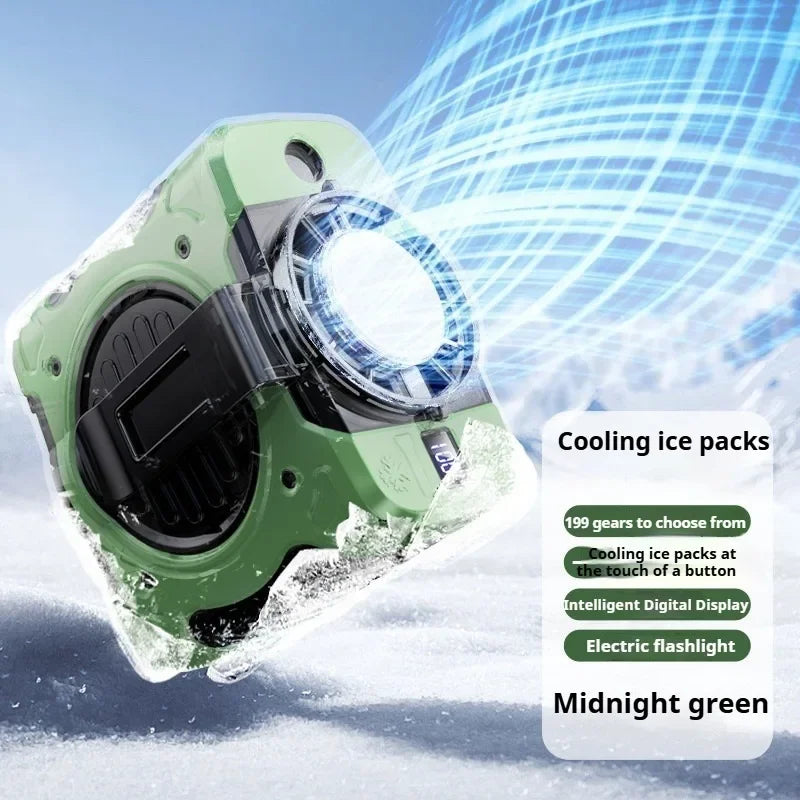 Eary Portable Waist Fan Clip 199 Speeds Wind Air Cooler Belt Fan with Light Lanyard Wearable Hands-Free Neck Fan for Outdoor