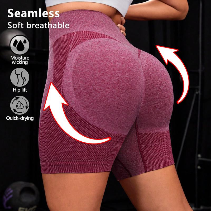 SUOVADUN DK001 Workout Gym Shorts, High Waisted Butt Lifting Scrunch Butt Seamless Booty Shorts Slim Tummy Control Stretchy Activewear Pants Yoga Clothes - Kiki of DC Styles Store