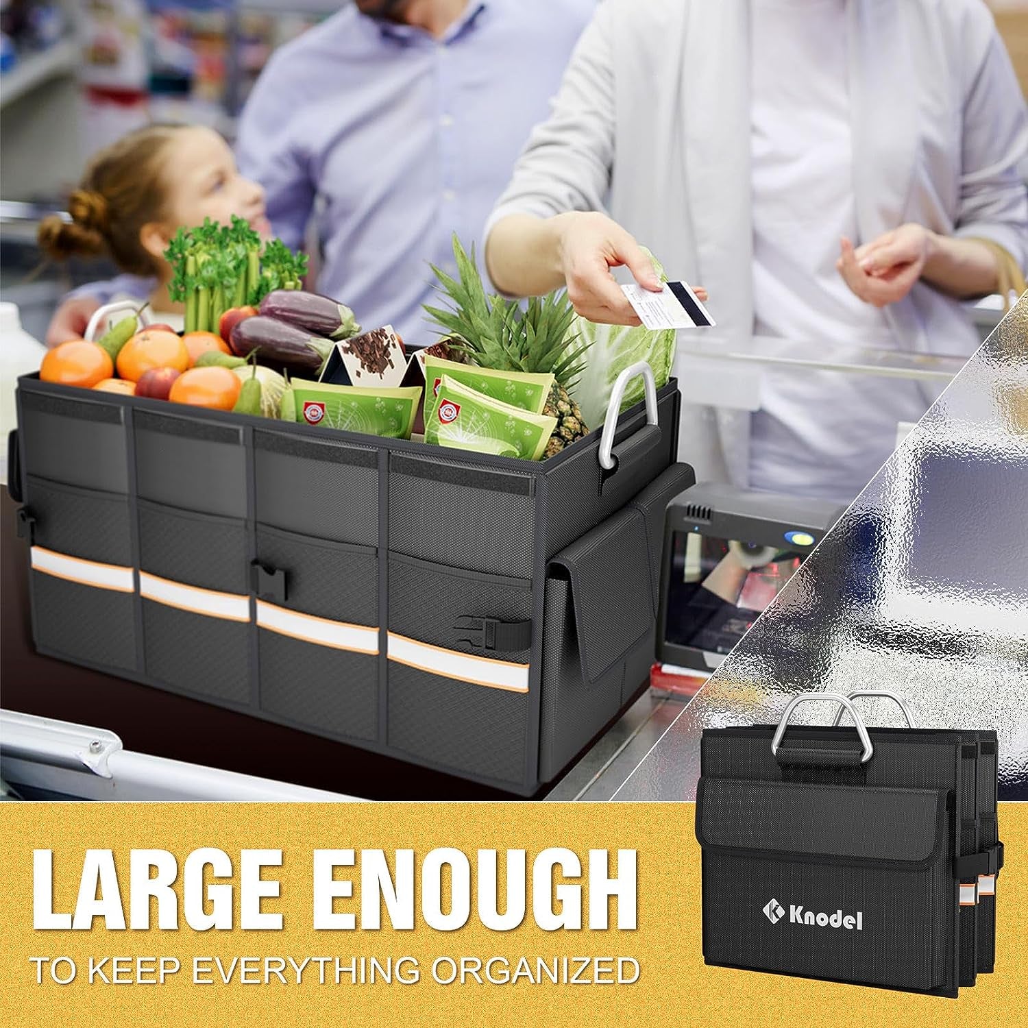 Car Trunk Organizer, Car Organizer with Lid, Heavy Duty Collapsible Trunk Storage for SUV, Truck, Cargo Trunk Organizer with Lid (Medium, Black) - Kiki of DC Styles Store