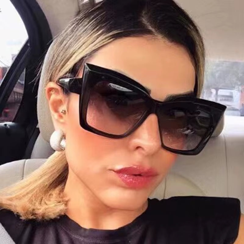 Square Oversized Cat Eye Sunglasses 2024 Fashion Women Shades Trending Men Gradient Sun Glasses Shades UV400 Glasses Goggles