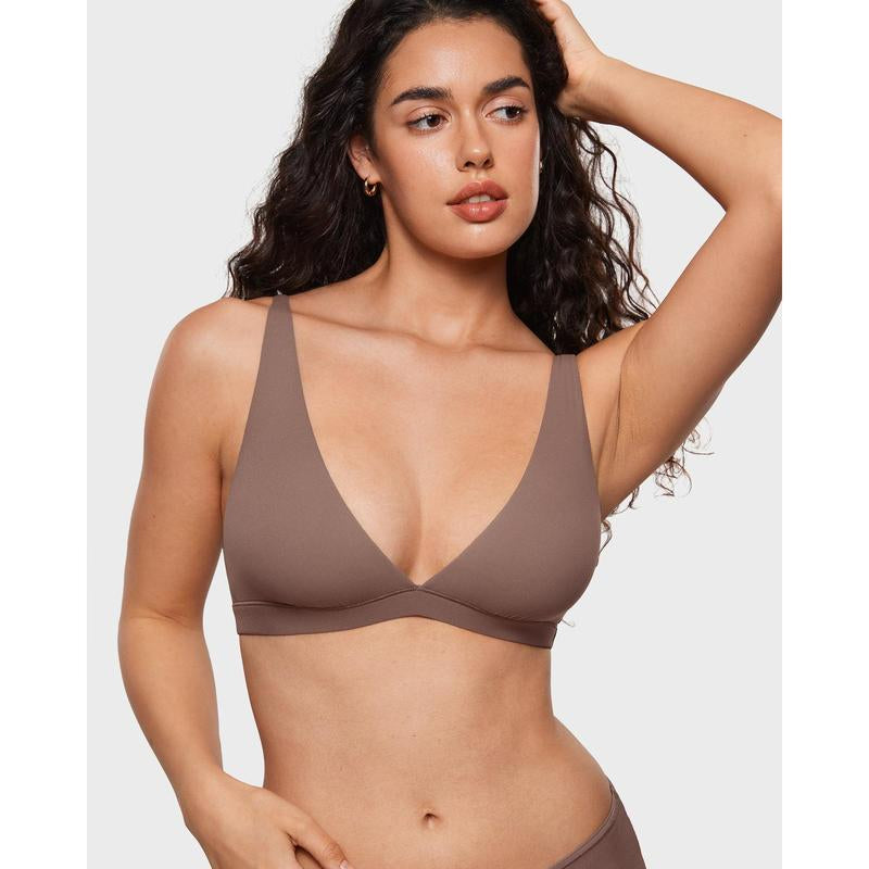 INLYRIC Women's Soft Plunge Bralette - Deep V Unlined Triangle Sleep Bra for Ultimate Comfort - Kiki of DC Styles Store