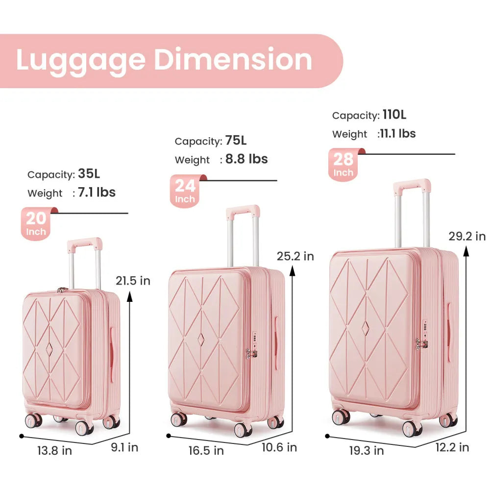 Luggage Sets 3 Piece Expandable Carry on Luggage with TSA Lock Airline Approved 100% PC Hard Shell and Lightweight Suitcase