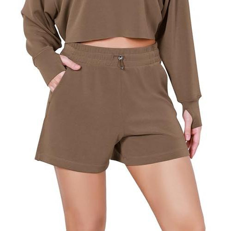 ODODOS Women's High Waist Modal Soft Relaxed Shorts with Adjustable Shockcord and Pockets - Perfect Casual Comfort - Kiki of DC Styles Store