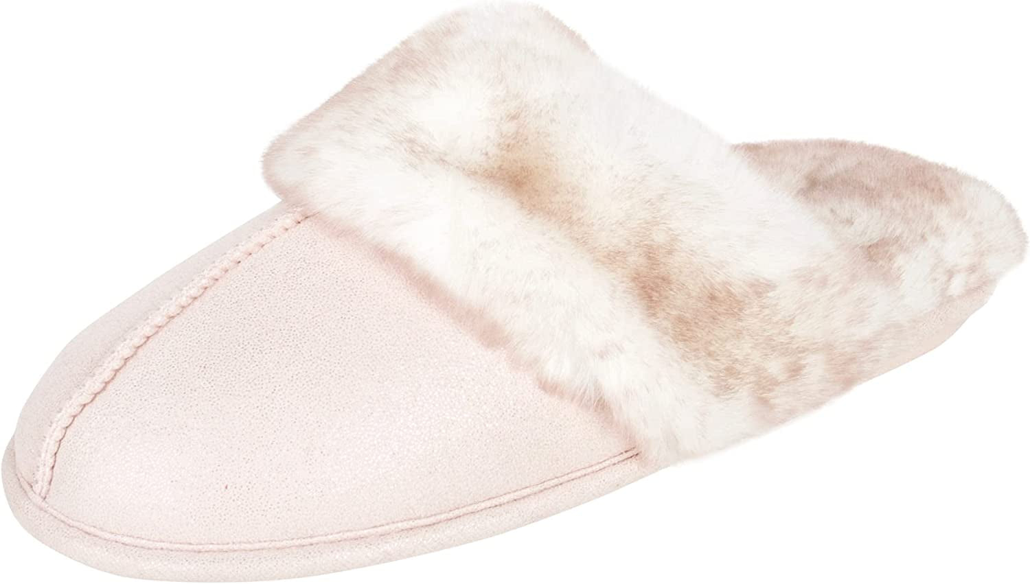 Indulge in Luxury: Jessica Simpson Women's Cozy Pink Faux Fur Memory Foam Slippers with Anti-Skid Soles