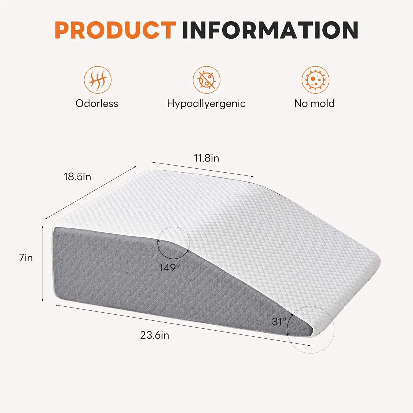 Ultimate Comfort Wedge Pillow for Sleep Apnea, Neck Pain Relief, and Back Support - Perfect for Post-Surgery Recovery and Acid Reflux Relief