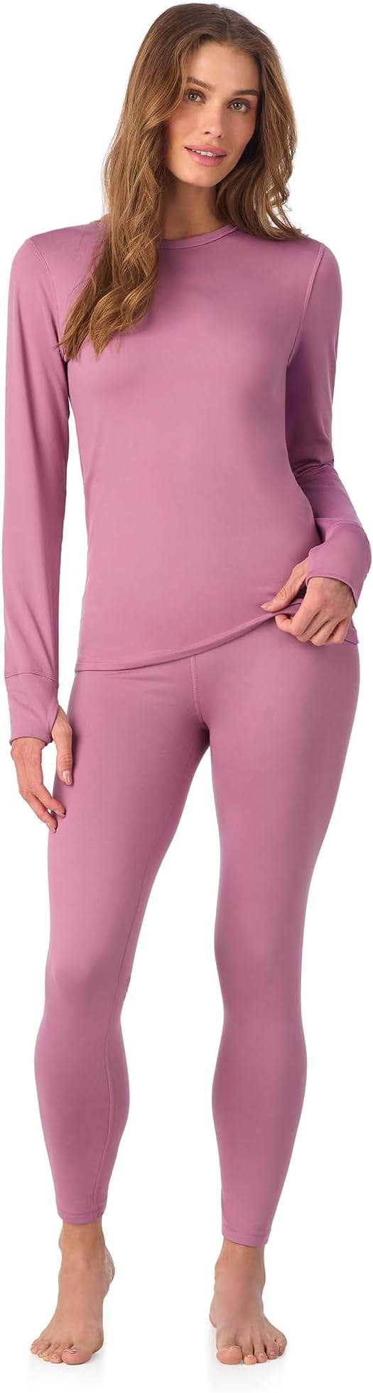 Stay Cozy and Chic with the Cuddl Duds Women's Heavyweight Fleece-Lined Thermal Set - Perfect for Winter Lounging!