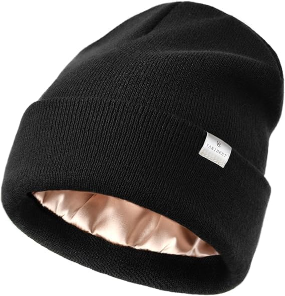 Satin Lined Beanie for Winter - Stylish Unisex Knit Hat for Warmth Kiki of DC Styles Store
