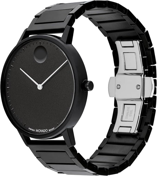 Movado Face Men's Swiss Quartz Black Ion-Plated Stainless Steel Watch (41mm) Movado