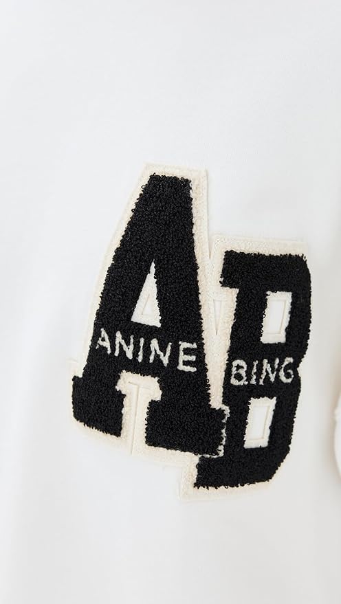ANINE BING Women’s Miles Oversized Sweatshirt Letterman – Off-White Organic Cotton Kiki of DC Styles Store