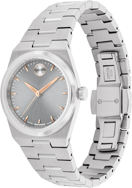 Movado Women's Bold Quest Mini Swiss Quartz Stainless Steel Watch (28mm Mid-Grey Dial) Movado